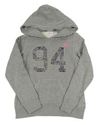 Sivá melírovaná mikina s číslom a kapucňou H&M