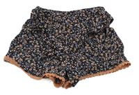 Černo-modro-růžové květované lehké kraťasy Primark