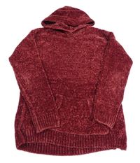 Vínový žinylkový sveter s kapucňou C&A