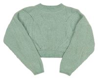 Mátový crop žinylkový sveter H&M