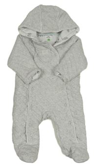 Svetlosivá melírovaná prešívaná zateplená kombinéza s nášívkou a kapucňou zn. John Lewis