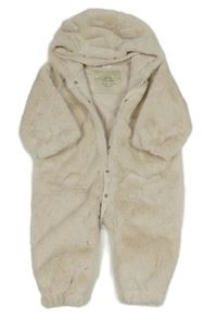 Béžová kožešinová podšitá kombinéza s kapucí Next