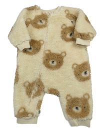 Béžový chlpatý overal s medveďmi Next
