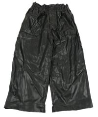 Černé koženkové wide leg kalhoty Zara