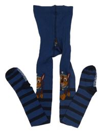 Tmavomodro-černé pruhované punčocháče s Chasem