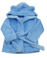 Modrý chlupatý župan s kapucí s oušky