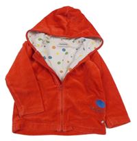 Červená zamatová podšitá prepínaci mikina s výšivkou a kapucňou Impidimpi