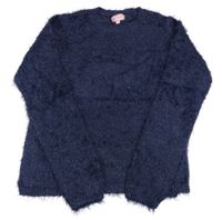 Tmavomodrý trblietavý chlpatý sveter Pocopiano