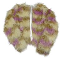 Béžovo-krémovo-růžová kožešinová podšitá bunda H&M