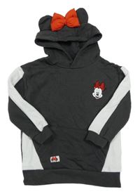 Antracitovo-bílá mikina s Minnie a kapucí s mašlí Primark