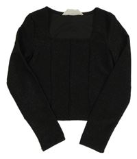 Čierne trblietavé crop tričko H&M