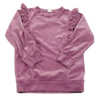 Staroružová plyšová mikina s volánikmi Little Kids