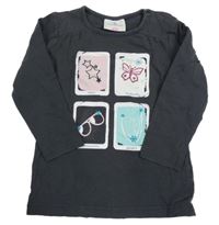 Antracitové triko s obrázky Topomini