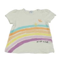 Biele tričko s dúhou a výšivkami Topomini