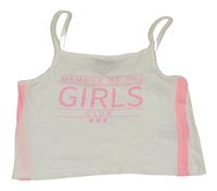 Smetanovo-neónově ružový crop top s nápisom Page One Young