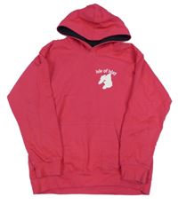Fuchsiová mikina s potlačou a kapucňou AWDis