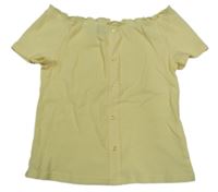 Žlté rebrované crop tričko s gombíkmi Destination