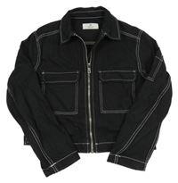 Černá riflová crop bunda s kapsami H&M