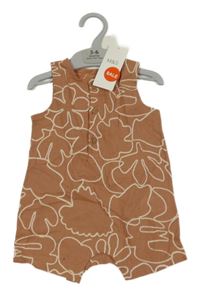 Nové - Starorůžový vzorovaný lněný kraťasový overal M&S