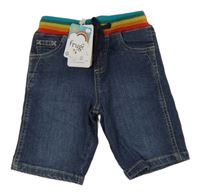 Nové - Tmavomodré riflové kraťasy s úpletovým pasem Frugi