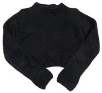 Čierny chlpatý crop sveter New Look