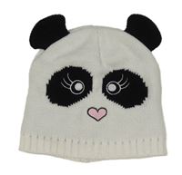 Bílo-černá pletená čepice - panda X-Mail