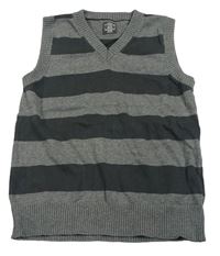 Sivo-tmavosivá pruhovaná pletená vesta H&M