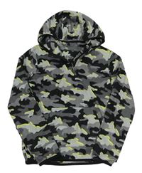 Sivo-čierna army fleecová mikina s kapucňou Matalan