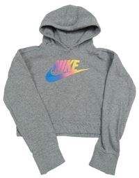Sivá crop mikina s logom a kapucňou zn. Nike