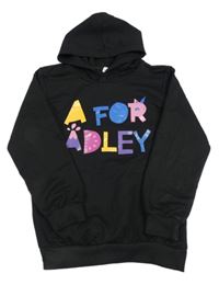 Čierna ľahká mikina s nápisom a kapucňou