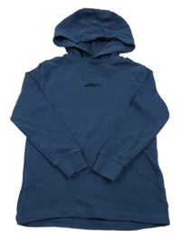 Tmavomodrá rebrovaná mikina s výšivkou a kapucňou Next