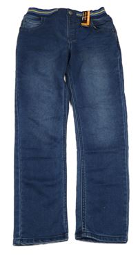 Nové - tmavomodré teplákové rifle s úpletovým pasem dunnes