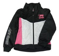 Černo-růžovo-bílá sportovní propínací mikina s potiskem 