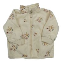 Smetanová fleecová propínací mikina s květinami H&M