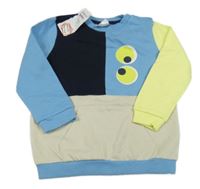 Nové - modro-sivo-neónová mikina s očima Pep&Co