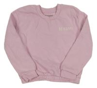 Svetloružová crop mikina s nápisom Nutmeg