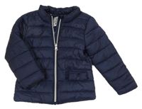 Tmavomodrá šusťáková prošívaná zateplená bunda Pocopiano