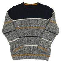 Tmavomodro-modrý svetr s pruhy George