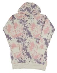 Nové - Bílo-fialovo-růžová vzorovaná mikina s kapucí F&F