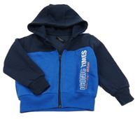 Modro-tmavomodrá prepínaci mikina s kapucňou