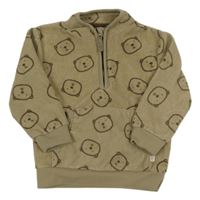 Béžová fleecová mikina s medveďmi Ergee