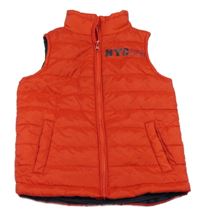 Červená šušťáková prešívaná zateplená vesta s nápisom Topolino