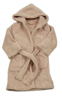 Světlerůžový chlupatý župan s kapucí 