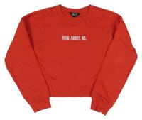 Červená crop mikina s nápisom New Look