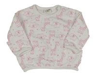 Biela mikina s ružovými žirafami 