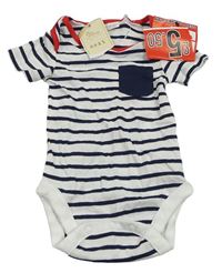 Bielo-tmavomodré pruhované body Next
