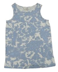 Světlemodro-biely batikovaný rebrovaný top H&M