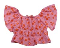 Ružovo-oranžový kvetovaný crop top Matalan