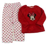 Červeno-biele bodkovaná é plyšové pyžama s Minnie Disney