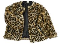 Béžovo-hnědo-černý kožešinový kabát s leopardím vzorem Zara